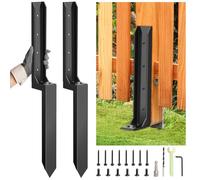 2 Pcs Fence Post Repair Kit, Heavy Duty Fence Post Anchor Ground Stakes for Repair Tilted, Broken Wood Support
