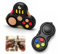 2 PCS Fidget Pad Toys, Fidget Pad 11 Function Toy for Release Stress Anxiety Relief Colorful Buttons Hand Fidget Perfect Game for ADHD, ADD Adults, Durable materials Easy to Use(Black)
