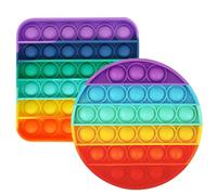2 Pcs Fidget Toys, Rainbow Fidget Toys, Fidget Popper Push Fidget Toy Bubble Sensory Silicone Anxiety Relief Toy Quiet Fidgets for Fun/Learning/Relaxation for Teen Women Men Boys Girls