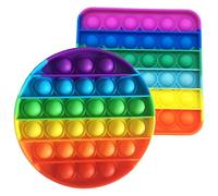 2 Pcs Fidget Toys, Rainbow Fidget Toys, Fidget Popper Push Fidget Toy Bubble Sensory Silicone Anxiety Relief Toy Quiet Fidgets for Fun/Learning/Relaxation for Teen Women Men Boys Girls