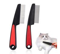 2 Pcs Fine Black Pet Grooming Brush - Portable Dandruff & Flea Comb for Removing Loose Undercoat