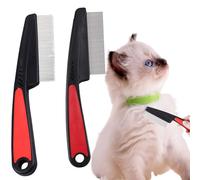 2 Pcs Fine Comb Black Pet Grooming Brush Portable Dandruff Comb Remove Loose Undercoat Flea Comb with Non-Slip Soft Grip Handle for Grooming and Removing Dandruff