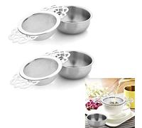 2 Pcs Fine Mesh Tea Strainers with Bowl, Stainless Steel Loose Tea Infusers Strainers 7cm Diameter Mini Tea Fine Sieve Ideal for Loose Tea Juice Coffee Filter