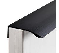 2 Pcs Finger Edge Pull Concealed Handle Black Drawer Pulls Aluminium Kitchen Cabinet Door Handles Modern Cupboard Handles Bedroom Furniture Handle for Home Kitchen Cabinet Door (Hole Distance:64mm)