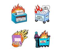 2 Pcs Fire Brooch Set for Women Email Skull Book Shaped Halloween Gifts, Extar Large, Alloy Steel, cubic zirconia