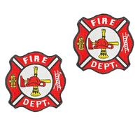 2 PCS Fire Department Fireman Patch Tactical Badge Embroidered Hook and Loop Applique Emblem Patches for Armband,Backpack,Jacket,Jeans,Vest,Pouch,Clothes,Hat,Bag,Biker,Uniforms