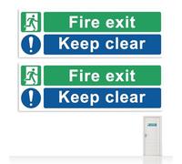 2 Pcs Fire Exit Sign,Keep Clear Safety Signs Glow In The Dark,Self Adhesive Stickers Escape Action Signage,Commercial Evacuation Operation Labels,for Notice Emergency Exit Indoor And Outdoor Driveway