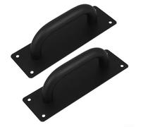 2 Pcs Fireproof Stainless Steel Door Handles Push Pull Barn Style Hardware for Sliding Doors and Fire Doors, Black
