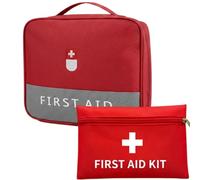 2 Pcs First Aid Bag Empty, Travel First Aid Kit, First Aid Kit Bags Portable Empty Bags 2 Size Waterproof Oxford Fabric Material Storage Bag for Car Outdoors Camping Home Hiking Survival Kit(Red)