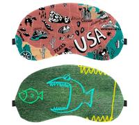 2 PCS Fish Big Small Green Sleep Mask, Completely Block Out Light Eye Mask for Side Sleeper, Zero Eye Pressure Night Blindfold, Adjustable Eye Shade Cover