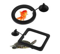 2 PCS Fish Feeding Rings,Black Fish Feeder Tank Rings Round and Square Aquarium Floating Food Feeder Circle with Suction Cup Prevent Water Turbulence from Washing Food into Filter for Guppy, Goldfish