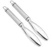 2 Pcs Fish Scaler Remover, Stainless Steel Fish Scale Scraper Tool with Dual Serrated Edges, Ergonomic Non Slip Handle, Oval Blade Head, No Mess Design for Home Cooks and Professional Chefs
