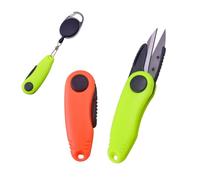 2 Pcs Fishing Wire Plier with Coiled Lanyard, Folding Fishing Scissors Stainless Steel Shrimp Shape Scissor Fishing Line Clipper Fishing Tool Green Orange