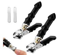 2 Pcs Fixhoo Orthoclip Nail Clippers Flat Opening/Slanted Nail Clippers for Thick Nails with Files Long Handle with Safety Lock Easy Grip for Elderly People