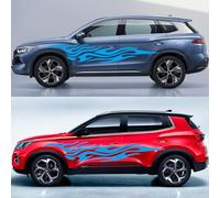 2 Pcs Flame Car Body Side Sticker Vinyl Graphics Decals for Cars/Trucks/SUVs,Universal Large Self-Adhesive Cool Fire Car Stickers (Blue)