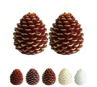 2 PCS Flameless Pinecone Candles, Large Christmas Pinecone Candles, Flickering Real Wax Pine Cone Candle, Battery Operated Flameless LED Pine Cone Candle for Fall Christmas Holiday Indoor Decoration