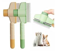 2 PCS Flea Comb for Cats,Pet Brush With Release Button,Cleaning Grooming Shedding Hair Combs,Indoor Removal Slicker,for Cat Dog Pet Defur Lice Combing Brushes,Stainless Combhead (Green + Yellow)