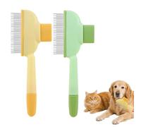 2 PCS Flea Comb for Dogs,Flea Comb for Cats and Dogs,Cat Grooming Brush,Non-slip Stainless Steel Pet Tool with Hair Removal Button,Suitable for Short, Long, and Curly Hair Dog Cat(Orange + Green)