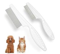 2 Pcs Flea Comb for Dogs, Flea Comb for Cats, Dog Flea Comb for Long and Short-haired Pets, Flea Comb for Removing Tear Stains Fleas Dandruff Lice Tangled Hair Scabs and Mucus