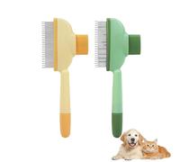 2 Pcs Flea Comb for Dogs,Pet Brush Cleaning Hair Brushs Grooming Shampoo Hairs Removal Brushes Fur Heating Cat Dog Self-Cleaning Pets Combs Reusable Animal Bath Handle Yellow Green,for Short Long Goom