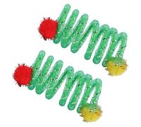 2 PCS flexible coil with plush toy that gushes up the cat plays toy design for new pet owners. Strengthen interaction
