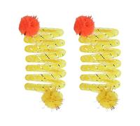 2 PCS flexible coil with plush toy that gushes up the cat plays toy design for new pet owners. Strengthen interaction