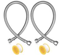 2 Pcs Flexible Hose Pipes, 3/8" x 3/8" BSP Braided Flexible Tap Connectors, 50cm Stainless Steel Flexi Pipes Hoses for Kitchen Sink Bathroom Basin Toilet Taps Plumbing Fittings