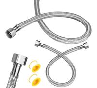 2 Pcs Flexible Hose Pipes, 3/8" x 3/8" BSP Braided Flexible Tap Connectors, Stainless Steel Flexi Pipes Hoses for Kitchen Sink Bathroom Basin Toilet Taps Plumbing Fittings