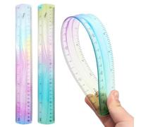 2 Pcs Flexible Ruler, 12 Inch Bendable Ruler for Kids, Soft Plastic Ruler, Kids Ruler for School, Gradient Colored Flex Ruler, Soft Ruler for Kids, Students Classroom with Centimeter and Inch