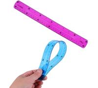 2 Pcs Flexible Ruler, 30cm/12 Inch Plastic Ruler, Soft Bendable Rulers with Centimeters and Inches for Student School Office, Blue and Purple