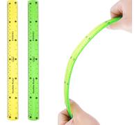 2 Pcs Flexible Ruler, 30cm/12inch Plastic Shatterproof Straight Soft Bendable Clear for Kids & Adults School Classroom Office (Green+Orange)
