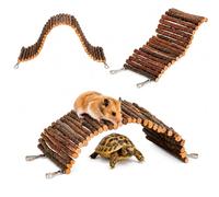 2 PCS Flexible Wooden Bridge, Hamster Toys, Wood Climbing Toy for Hamsters, Tortoises and Hermit Crabs, Tortoise Accessories, With Hooks, Perfect for DIY Wooden Bridges, Tunnels, Ramps and Ladders