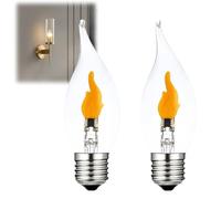 2 PCS Flickering Flame Light Bulbs,LED Flickering Flame Decoration Light Bulbs,Candelabra Base Bulb,Decoration Light Bulb,Realistic Fire Effect,Halloween Christmas Outdoor Decorations(E27,220V)
