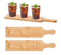 2 Pcs Flight Boards for Tasting, 2.17 Inch Dia Bamboo Beer Flight Board 3 Slots Flight Serving Paddles for Wine Whiskey Coffee Drink