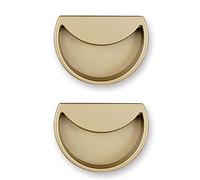 2 Pcs Flip-top Handles Flush Sliding Door Pull Semi-Circular Recessed Cabinet Handles Zinc Alloy Drawer Knob for Doors Windows Cabinets Furniture Door Levers (Gold)