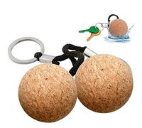 2 Pcs Floating Cork Keyrings, 53mm Floatable Wooden Ball Key Chain Water Buoyant Key Ring Lightweight Water Sports Accessories for Swimming Diving Fishing Canoeing Sailing Kayaking Marine Boat