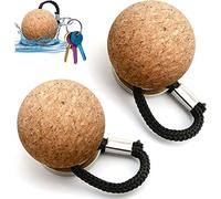 2 Pcs Floating Cork Keyrings, 53mm Floatable Wooden Ball Key Chain Water Buoyant Key Ring Lightweight Water Sports Accessories for Swimming Diving Fishing Canoeing Sailing Kayaking Marine Boat