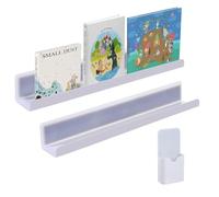 2 PCS Floating Magnetic Bookshelf, Whiteboard Magnetic Bookshelf Magnetic Book Holder Acrylic Magnetic Spice Rack Whiteboard Floating Book Shelf for Whiteboard Fridge Classroom (17×2.2×2in) (White)