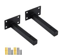 2 Pcs Floating Shelf Bracket Heavy Duty Metal Shelf Support Bracket,Stainless Steel Hidden Wall Mounted Shelf Brackets for Living Room Bedroom Garage,with Screws,Black (100mm(3.9in))