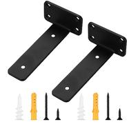 2 Pcs Floating Shelf Brackets for Shelves Brackets, 6 Inch/15cm Heavy Duty Industrial Black Metal L Supports Shelving Bracket for Walls Scaffold Board (Black, 15cm)