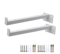 2 Pcs Floating Shelf Brackets, Metal L Brackets, Decorative Shelf Brackets, Wall Mounted with Lip for Shelves Support DIY(White,30cm/11.8in)