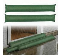 2 Pcs Flood Barrier, 5ft Water-Activated Sandless Flood Defence Barriers. Reusable Absorbent Sandbags for Flooding Protection for Home, Doors, Garage & Basement (Green)