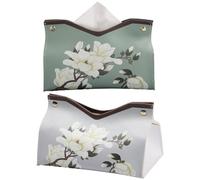 2 Pcs Floral Leather Tissue Box Cube Tissue Case Paper Covers Holder Pumping Boxs Reusable Napkin Container for Dresser