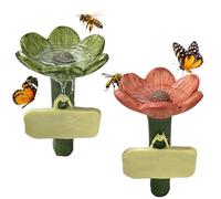 2 Pcs Flower Cups for Bees, Bee Watering Station, Flower Cups, Butterfly Feeder Outdoor Waterer, Flower Shaped Bees Cup with Stake Base, Insect Hydration Station for Yard, Lawn, Patio Decor