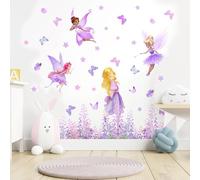 2 PCS Flower Fairy Girls Bedroom Wall Stickers, Butterfly Girls Wall Stickers, Removable and Waterproof, DIY Room Decor for Kids, for Bedroom Kids Nursery Home Decor