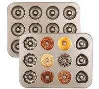 2 Pcs Flower Heart Shaped Donut Cake Pans, Heavy Duty Steel Non-Stick, 12 Cavity Slots Bakeware For Oven, Ideal For Doughnuts And Pastries