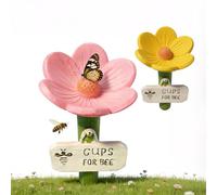 2 Pcs Flower Shaped Bee Watering Station, Bee Cups for Thirsty Bees Garden UK, Garden Pollinator Hydration Support, Enhance Outdoor Aesthetics with Two Bee Drinking Cups for Garden