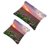 2 PCS Flowering Shrubs Nature Flower Pocket Cosmetic Bag, Self-Closing Shrapnel Makeup Pouch, Portable No Zipper Mini Travel Make Up Bag for Coin Lipstick Cosmetics Earphones Jewelry Organizer