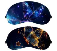 2 PCS Flowers with Butterfly in The Universe Sparkle Star Eye Mask for Side Sleeper, Sleeping Mask, Sleep Eye Mask, Soft Eye Shade Cover for Travel, Nap, Plane, Light Blocking