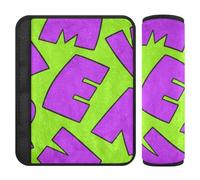 2 Pcs Fluorescent Green Graffiti Strap Release Stress on Your Neck and Shoulders for Most Cars Car Belt Cover